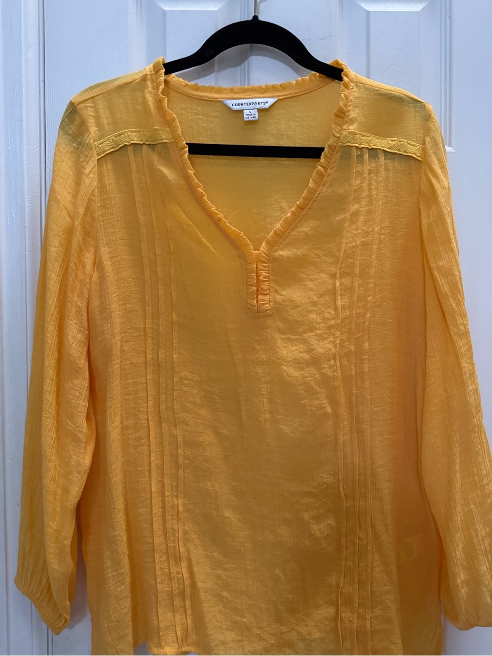 Counterparts Sunny Yellow V-Neck Pintuck Tunic